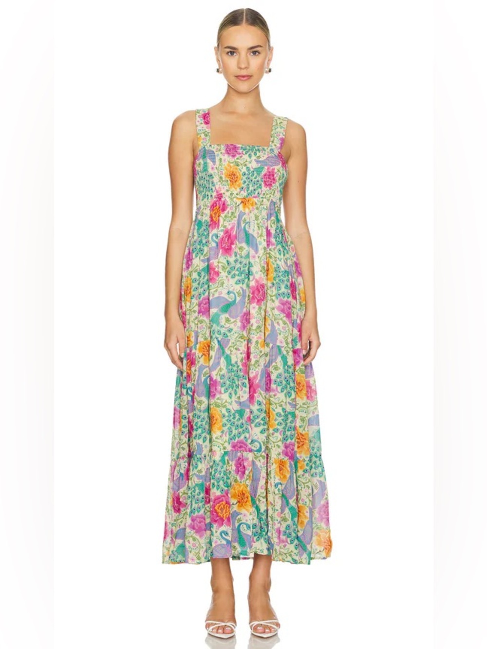 SPELL Boheme Strappy Maxi Dress Floral Bird Print Medium